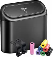 Yamibobo Car Trash Can Bin with Lid & 105PCS Trash Bags Small Car Garbage Can Leakproof Mini Car Accessories Trash Bin Car Dustbin Organizer Container for Car Office Home