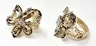 GOLD HINGE BANGLE FLOWER LIGHT BROWN STONES ( 10050 )