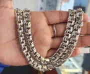 116 Gram 22" Inch Chino Chain 925 Sterling Silver Solid Clip 9MM Heavy Necklace