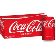 Coca - Cola Classic Soft Drink Multipack Cans 375ml X 10 Pack