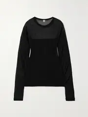 [TOTEME] TOTEME - Tulle-trimmed Stretch-jersey Top - Black - large large Black