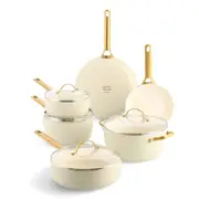 GreenPan Padova 14 Piece Cookware Set Cream White