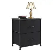 Nightstand with 2 Drawers Bedside Table Small Dresser with Removable Fabric B...