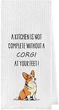 Geqtt Funny Corgi Dish Towels - Decorative Waffle Weave Kitchen Hand Towels, Tea Towel, Gifts for Corgi Lovers (16×24 Inches)
