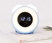Creative Time Alarm Clock Night Light Bedside with Sleeping Table Lamp Sound Control with Time-Blue