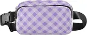 [Amooorous] Purple and White Checkered Trendy Waist Pack Crossbody Bag for Women Men Large Capacity Crossbody Belt Bag with Adjustable Strap for Travel Vacation Running, purple and white checkered, 1 size
