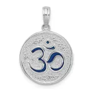 Sterling Silver De-Ani Rhodium-Plated Reversible Enameled Ohm Lotus Pendant