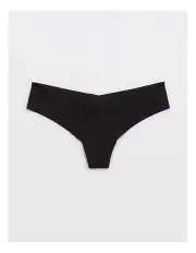 [Aerie] Smoothez No Show Thong Underwear in Black