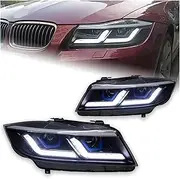 1 Pair Car Styling Head Lamp Compatible For E90 Headlights 2005-2012 320i 318i 323i 3 Series LED Headlight DRL Hid Bi Xenon Beam Accessories(Original xenon)