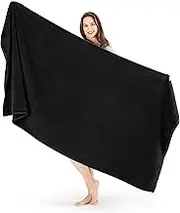 SALBAKOS - Premium Turkish Jumbo Bath Sheet, 100% Turkish Cotton, Absorbent & Ultra Comfy Bath Towel Sheets for Hotel & Spa | 40"x80" (Black)