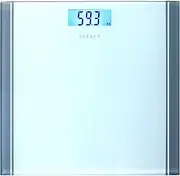 EXZACT Bathroom Scale/Peronal Scale/Digital Weighing Scale - Large Capacity 180kg / 400lb /28st - Precision, Step-on, Backlight LCD Display, Tempered Glass Platform, Slim and Smart Design (White)