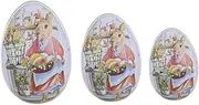 GANAZONO 3pcs Egg Shaped Tinplate Easter Boxes Decorative Candy Boxes for Party Favors Stylish and Easy to Open for Easter Crafts and Fillable for Candies and Treats