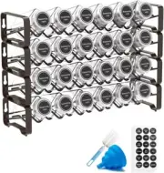 [WITH 24 SPICE JARS] 4 Tier Spice Rack with Jars, Spice Organiser Stand Holder f