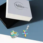Boxed Solid 925 Sterling Silver Colour Blast Charms Set