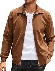 [COOFANDY] Men's Casual Corduroy Jacket Lightweight Bomber Style Shirt Jacket Vintage Coat