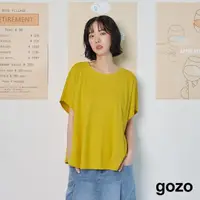 在飛比找momo購物網優惠-【gozo】圓弧造型小織標連袖T恤(兩色)
