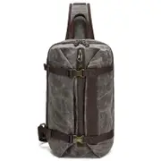 Retro Waxed Canvas Chest Bag Large Capacity Shoulder Crossbody Bag For Men