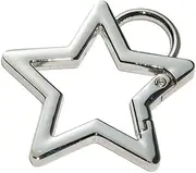 [Generic] Star Shaped Stainless Steel Keychain Clip Carabiner Snap Hook Holder Star Carabiner Hook Clip Key Holder Carabiner Clip for Keys and Wallet with Key Chain Rings Accessories