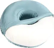 Silky Ear Piercing Pillow with Removable Cover Ear Hole Donut Pillows for Side Sleepers Ear Pain Relief Sleeping CNH Pressure Sore Ear Guard Satin Turquoise
