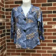 valentina jacket Faux denim look animal print Patchwork Medium NWT