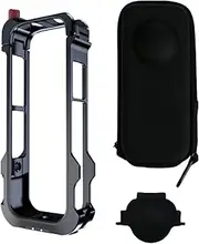 Metal Frame Cage for Insta360 X4 Accessories Kit, with Silicone Lens Cap and Carrying Case, Metal Protective Case with Dual Cold Shoe and 1/4 Inch Screw