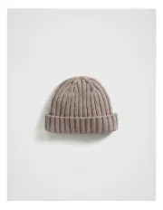[Fine Day] Lambswool Rib Knit Beanie in Mink