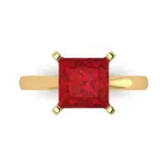 3Ct Princess Cut Pink Tourmaline Solid Gold Solitaire Engagement Promise Ring