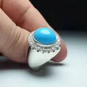 Natural Blue Color Feroza Stone Men Ring Real Turquoise Feroza Sterling Ring 925