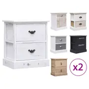 1/2x Solid Paulownia Wood Bedside Table Bedroom Furniture Multi Colours vidaXL