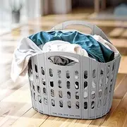 Artiss Laundry Basket, Large Laundries Hamper Bag Washing Bags Foldable Dirty Clothes Storage Container Organiser Organization, for Home Bathroom Bedroom Plastic Grey