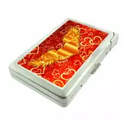 Heart Wings Em1Cigarette Case with Built in Lighter Metal Wallet