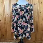 Bobbie Brooks Woman's Black Floral Print Lined Peasant Top NWT- Size: Small