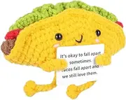 Funny Positive Taco, Emotional Support Taco, Cute Crochet Potato Partner with Positive Card Cheer Up Funny Gag Gifts for Best Friend Birthday Housewarming Teacher Fall