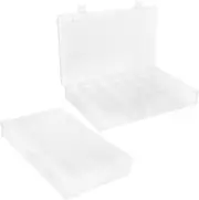 ibasenice 2PCS Box Transparent Grid Storage Box Multi Functional Organizer for Jewelry Beads and Crafts Clear Plastic Compartment Holder for Home and Retail Display