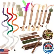 WOUSEDO 27 Pack Catnip Chew Toys for Cats,Cotton Sisal Rope Toys,Cat Natural