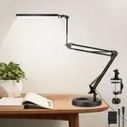 NOEVSBIG LED Desk Lamp with Clamp and Round Base 24W 102 LED Eye Caring Table La