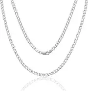 [Silbertale] 925 Sterling Silver Curb Chain Necklace for Men Women Without Pendant 2/3/4 mm Wide Real Silver Chain Necklace