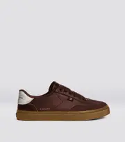 Women's Brown Gum Soft Grain Leather & Suede Low Top Sneakers | Toca