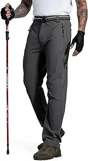[LONGBIDA] Men's Hiking Pants Quick Dry Lightweight Waterproof Fishing Camping Cargo Work Pants with Belt