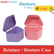 2/Pack x Dental Denture Box Retainer Case Carrier, Ortho Denture Bath Mouhtguard