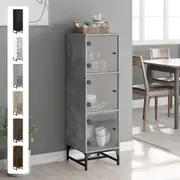 Highboard with Glass Doors Wooden Sideboard Storage Cabinet Hallway vidaXL