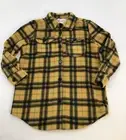 Cotton Emporium Womens Small Long Sleeve Button-Up Shacket Yellow/Black Plaid