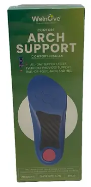 Heel Insoles Inserts for Foot Heel Pain Welnove Plantar Fasciitis 3/4 Arch 6-10