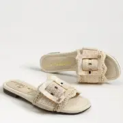 Sam Edelman Bambi Raffia Linen Beige Slide Sandal Women's US sizes 6-10/NIB!!!
