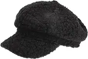 [FOMIYES] 1Pc Octagonal Cashmere Warm Hat for Women All Match Visor Cap Autumn Painter Hat Cozy and Versatile Headwear Accessory Black