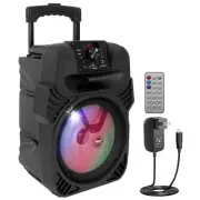 Pyle 8 Inch Bluetooth PA Speaker with LED Lights Wireless Microphone Portable...