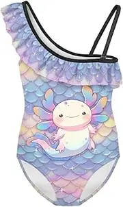 [ORGYPET] Girls One Piece Swimsuits Size 3-14 Trendy Ruffle Bathing Suit Casual Hawaiian Summer Beach Swimwear