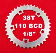 MOJO Fixed Gear Chainring 38T - 110 BCD Track Fixie single speed 1/8" - SILVER