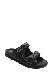 Chanel Womens Leather Quilted Chain Detail CC Mules Black Size 9