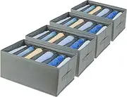 Extra Large Clothes Closet Organizer 6 Compartments for Jean Sweater Sheets to Shirt - Divided Clothing Storage Boxes for Closet, Wordrobe, Bedroom, Shelf